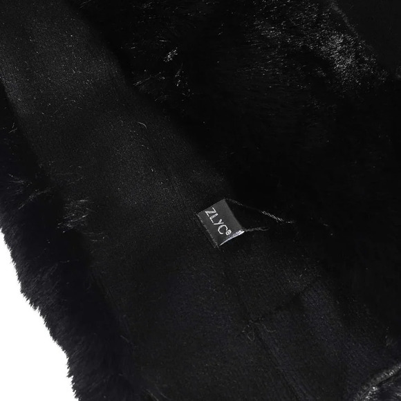 Zlyc Women Winter Faux Fur Shawl Stole  Warm Wrap Cape - Black - Picture 7 of 7